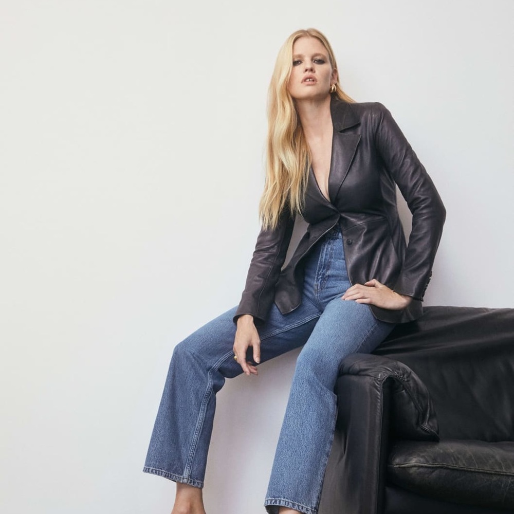 Reformation Veda Bowery Leather Blazer